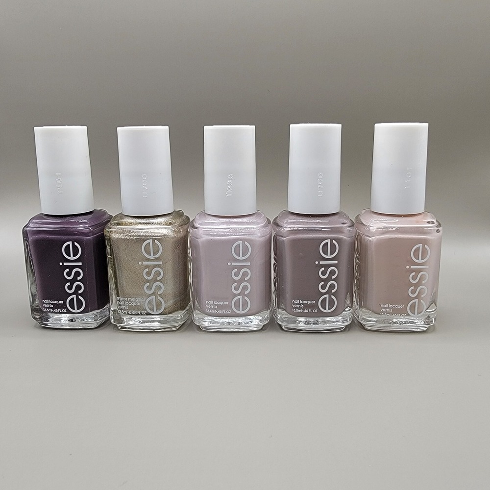 Essie Nail Polish Neutral Colors Lot of 5 Quick Dry Pink Purple Gold Beige Cream - Picture 3 of 4